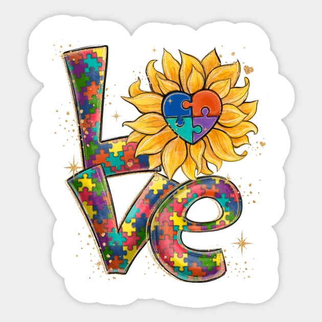 Love Autism Sunflower Sticker by nickymax915